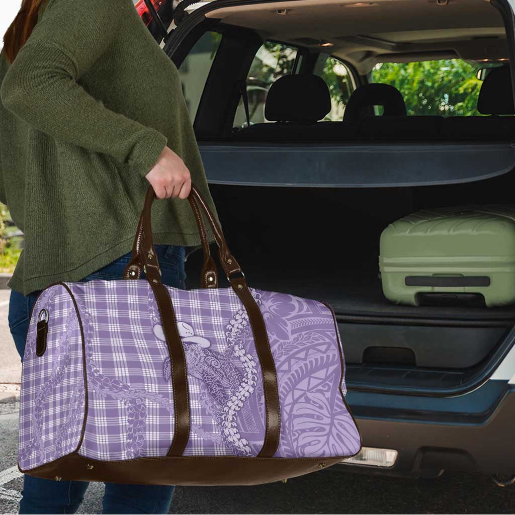 Purple Hawaii Palaka Cowboy Turtle Travel Bag Hawaiian Paniolo Puakenikeni Maile Lei - Polynesian Pride