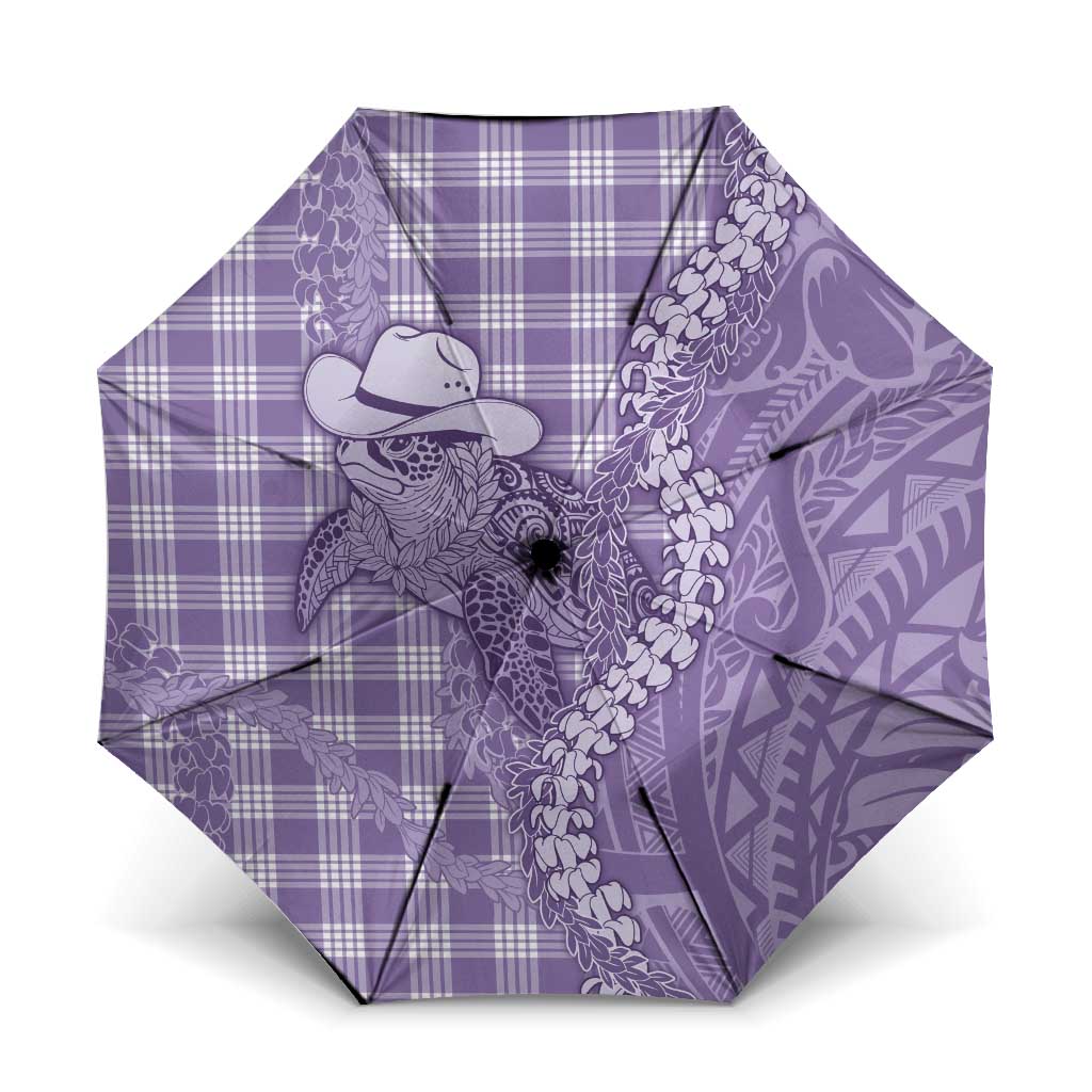 Purple Hawaii Palaka Cowboy Turtle Umbrella Hawaiian Paniolo Puakenikeni Maile Lei - Polynesian Pride