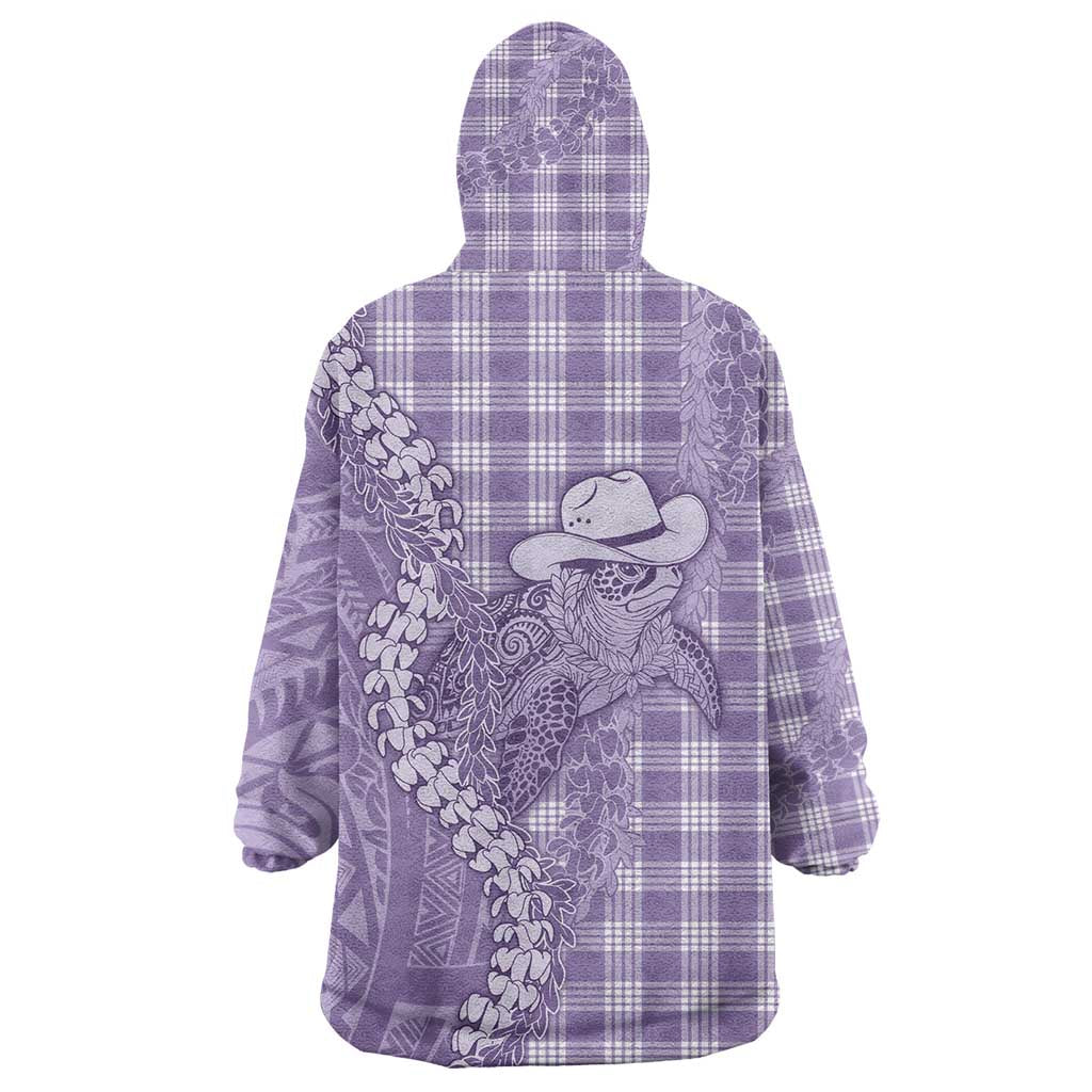 Purple Hawaii Palaka Cowboy Turtle Wearable Blanket Hoodie Hawaiian Paniolo Puakenikeni Maile Lei - Polynesian Pride
