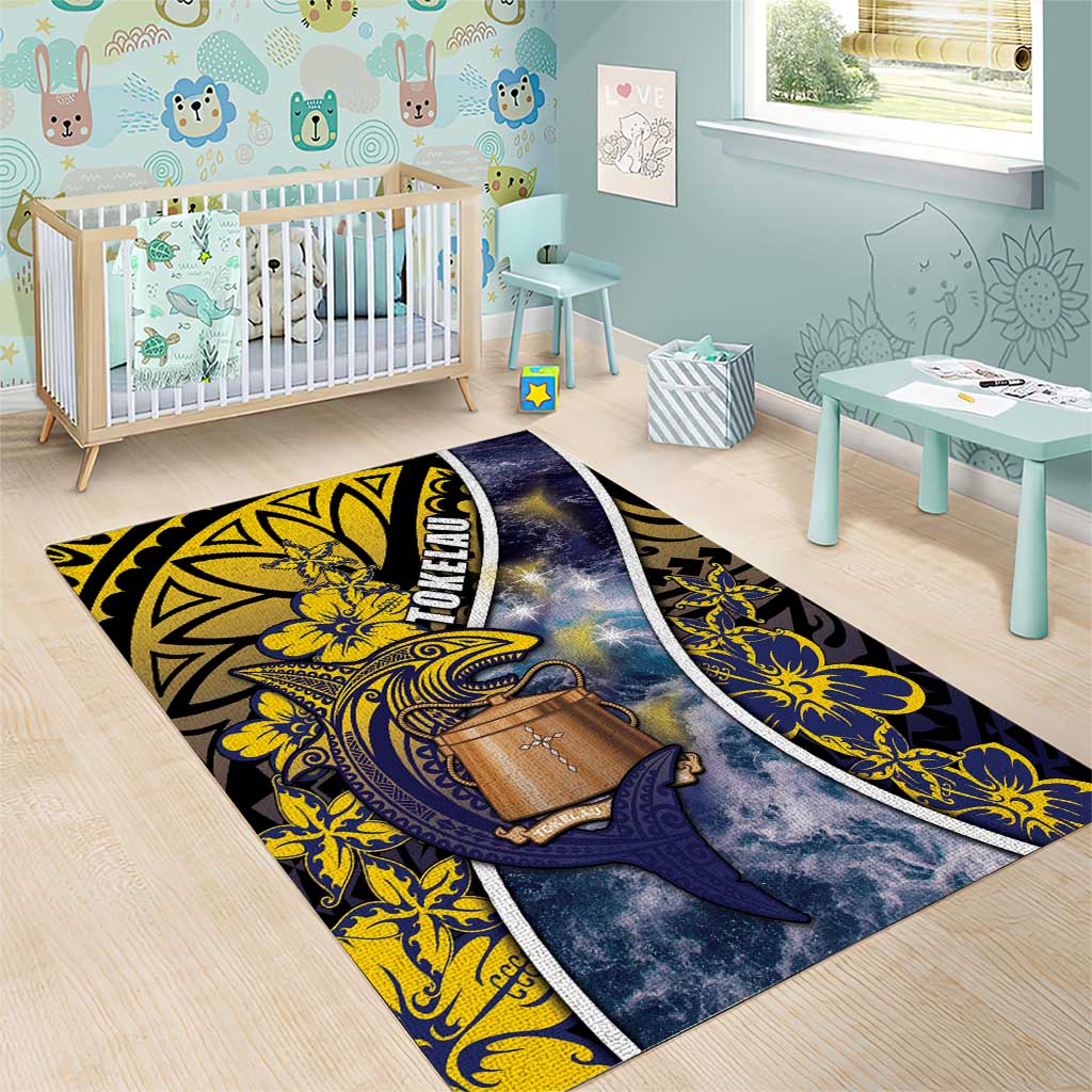 Tokelau Area Rug National Badge Waves Style