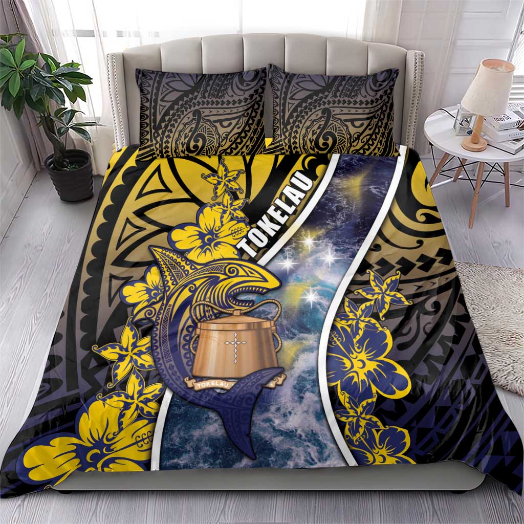 Tokelau Bedding Set National Badge Waves Style