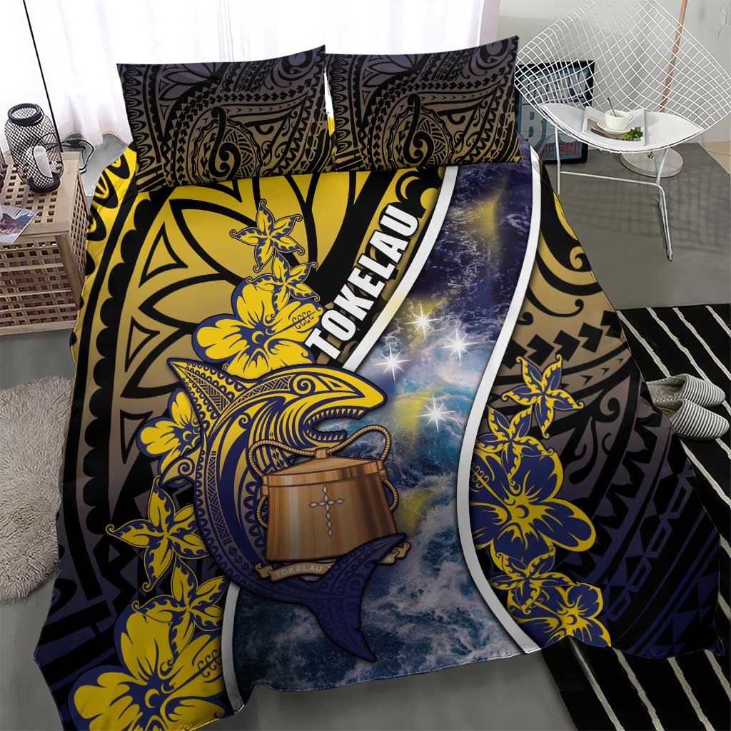 Tokelau Bedding Set National Badge Waves Style