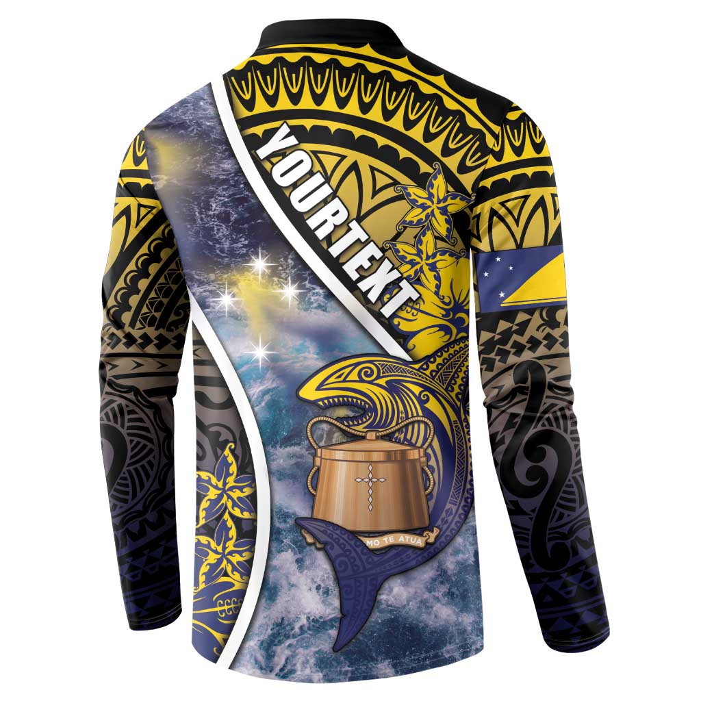 Personalised Tokelau Button Sweatshirt National Badge Waves Style