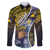 Personalised Tokelau Family Matching Off Shoulder Maxi Dress and Hawaiian Shirt National Badge Waves Style