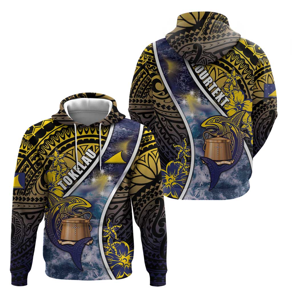 Personalised Tokelau Hoodie National Badge Waves Style
