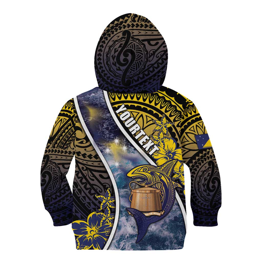Personalised Tokelau Kid Hoodie National Badge Waves Style