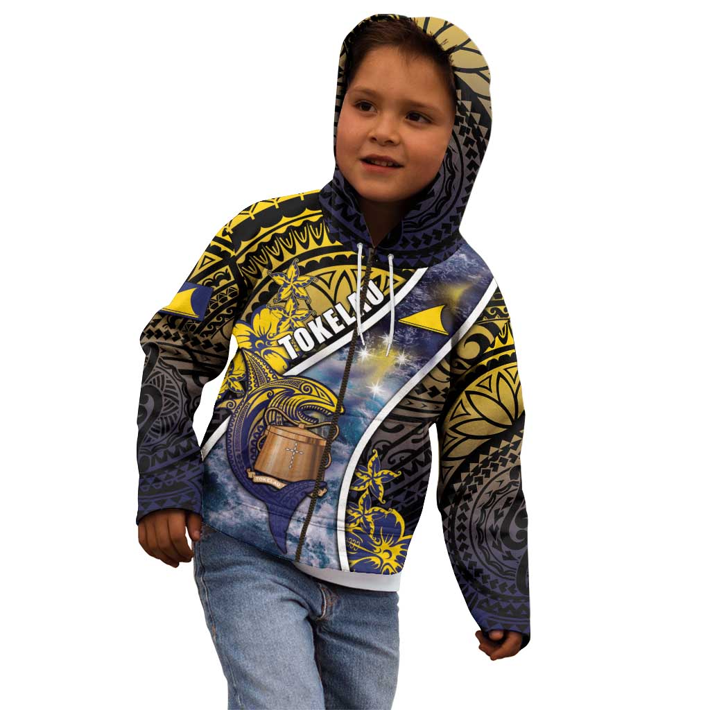 Personalised Tokelau Kid Hoodie National Badge Waves Style