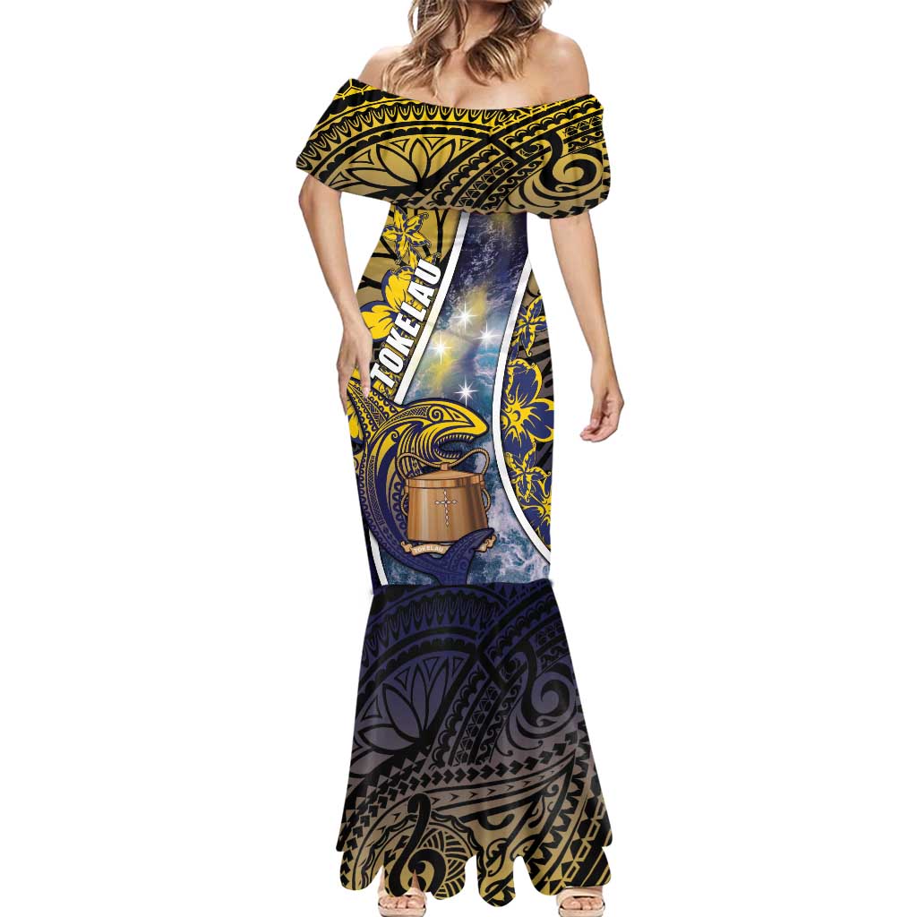 Personalised Tokelau Mermaid Dress National Badge Waves Style