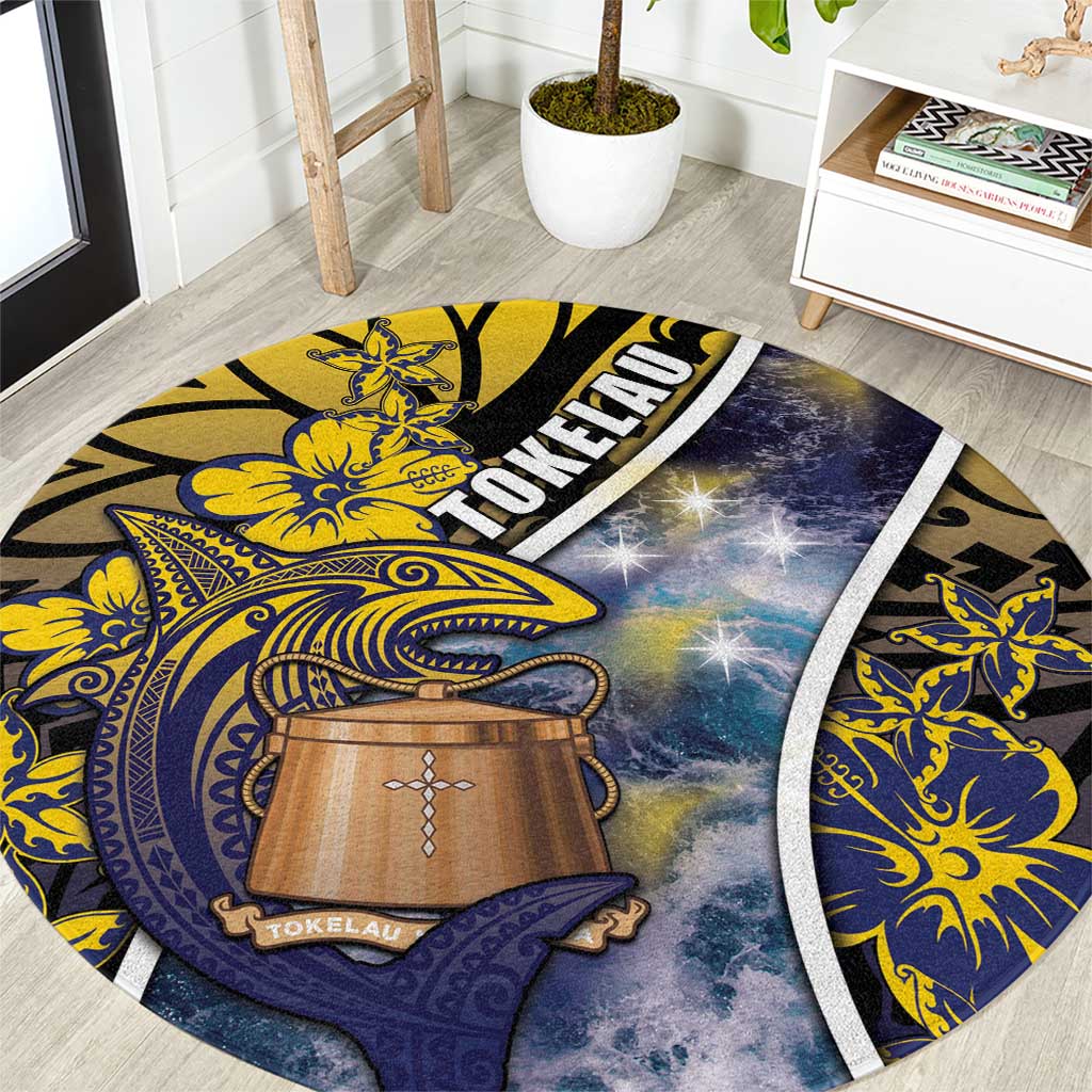 Tokelau Round Carpet National Badge Waves Style