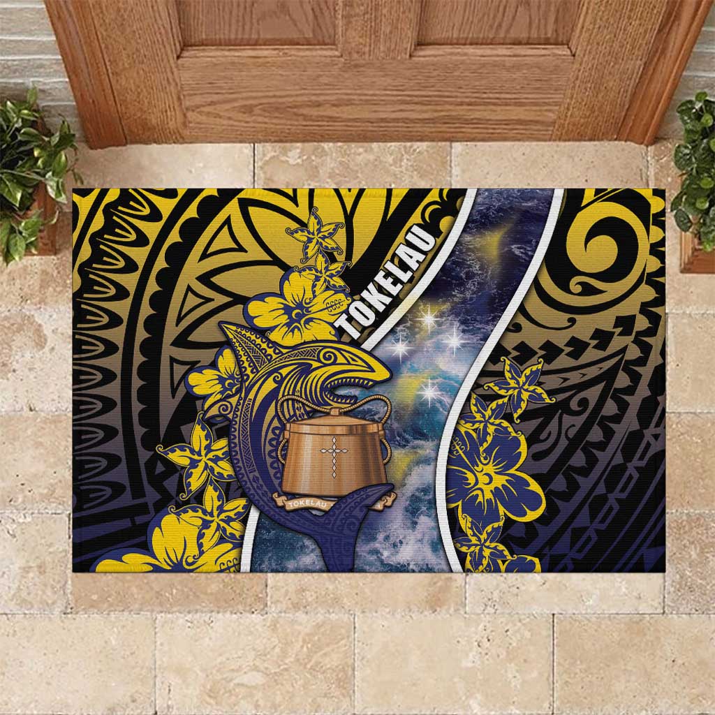 Tokelau Rubber Doormat National Badge Waves Style