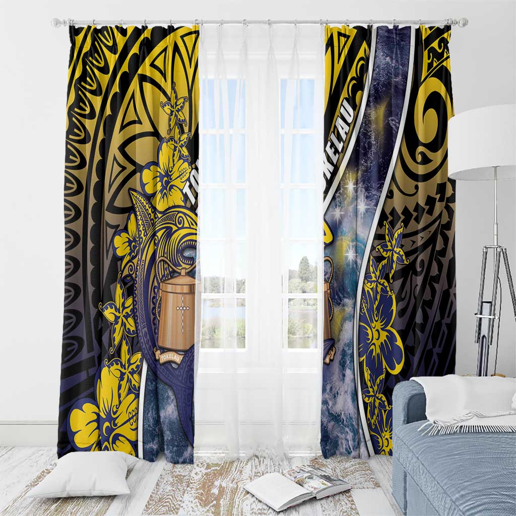 Tokelau Window Curtain National Badge Waves Style