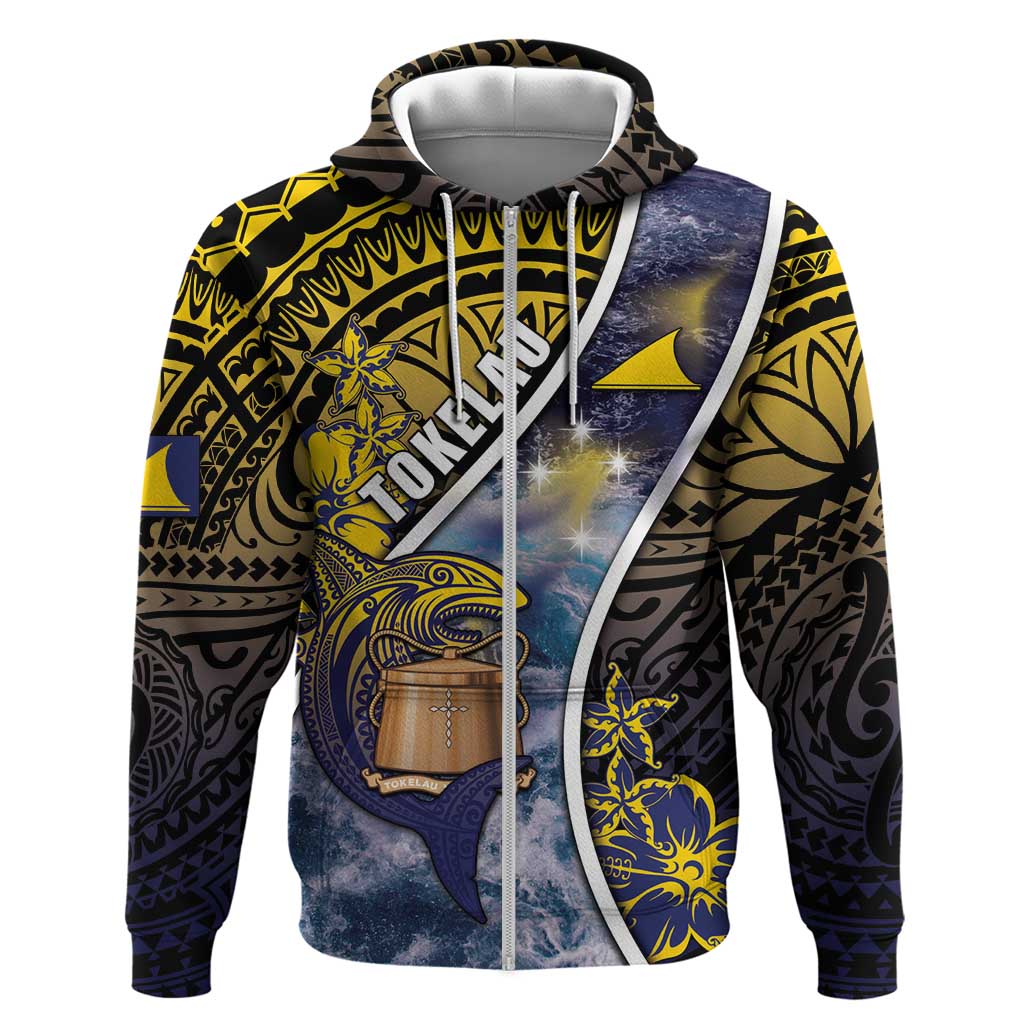 Personalised Tokelau Zip Hoodie National Badge Waves Style