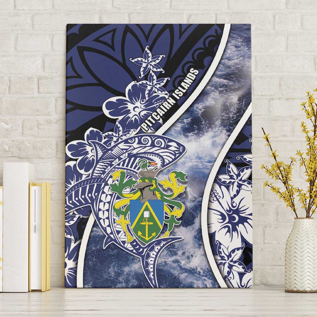 Pitcairn Islands Canvas Wall Art Coat Of Arms Waves Style