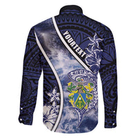 Personalised Pitcairn Islands Family Matching Long Sleeve Bodycon Dress and Hawaiian Shirt Coat Of Arms Waves Style