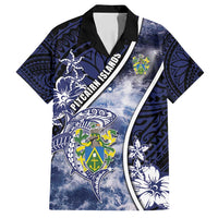 Personalised Pitcairn Islands Family Matching Off Shoulder Maxi Dress and Hawaiian Shirt Coat Of Arms Waves Style