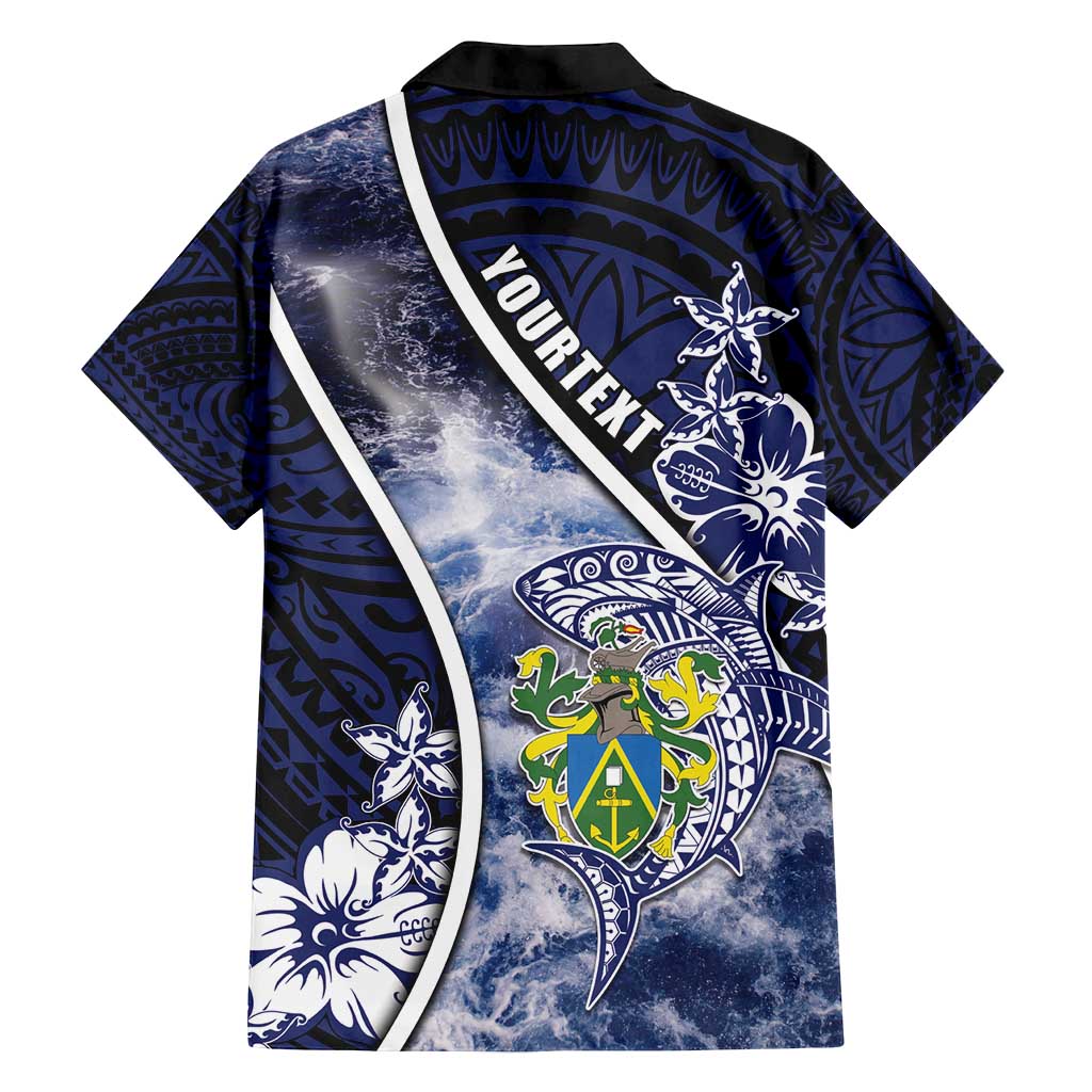 Personalised Pitcairn Islands Family Matching Puletasi and Hawaiian Shirt Coat Of Arms Waves Style