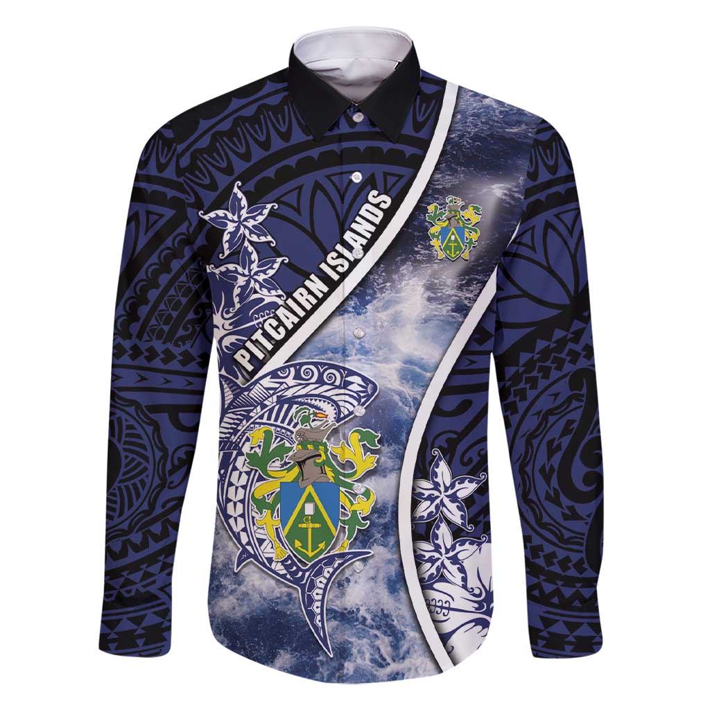 Personalised Pitcairn Islands Family Matching Short Sleeve Bodycon Dress and Hawaiian Shirt Coat Of Arms Waves Style