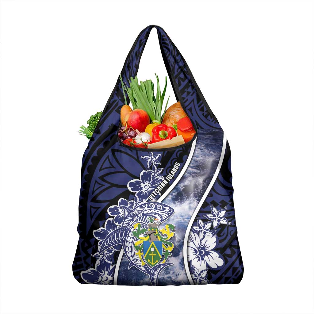 Pitcairn Islands Grocery Bag Coat Of Arms Waves Style