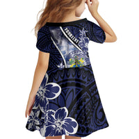 Personalised Pitcairn Islands Kid Short Sleeve Dress Coat Of Arms Waves Style DT05 - Polynesian Pride