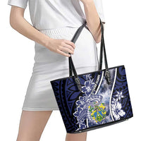 Pitcairn Islands Leather Tote Bag Coat Of Arms Waves Style