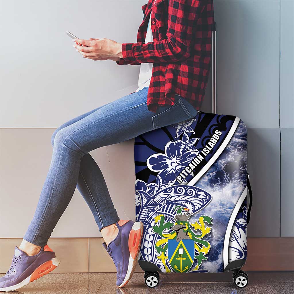 Pitcairn Islands Luggage Cover Coat Of Arms Waves Style