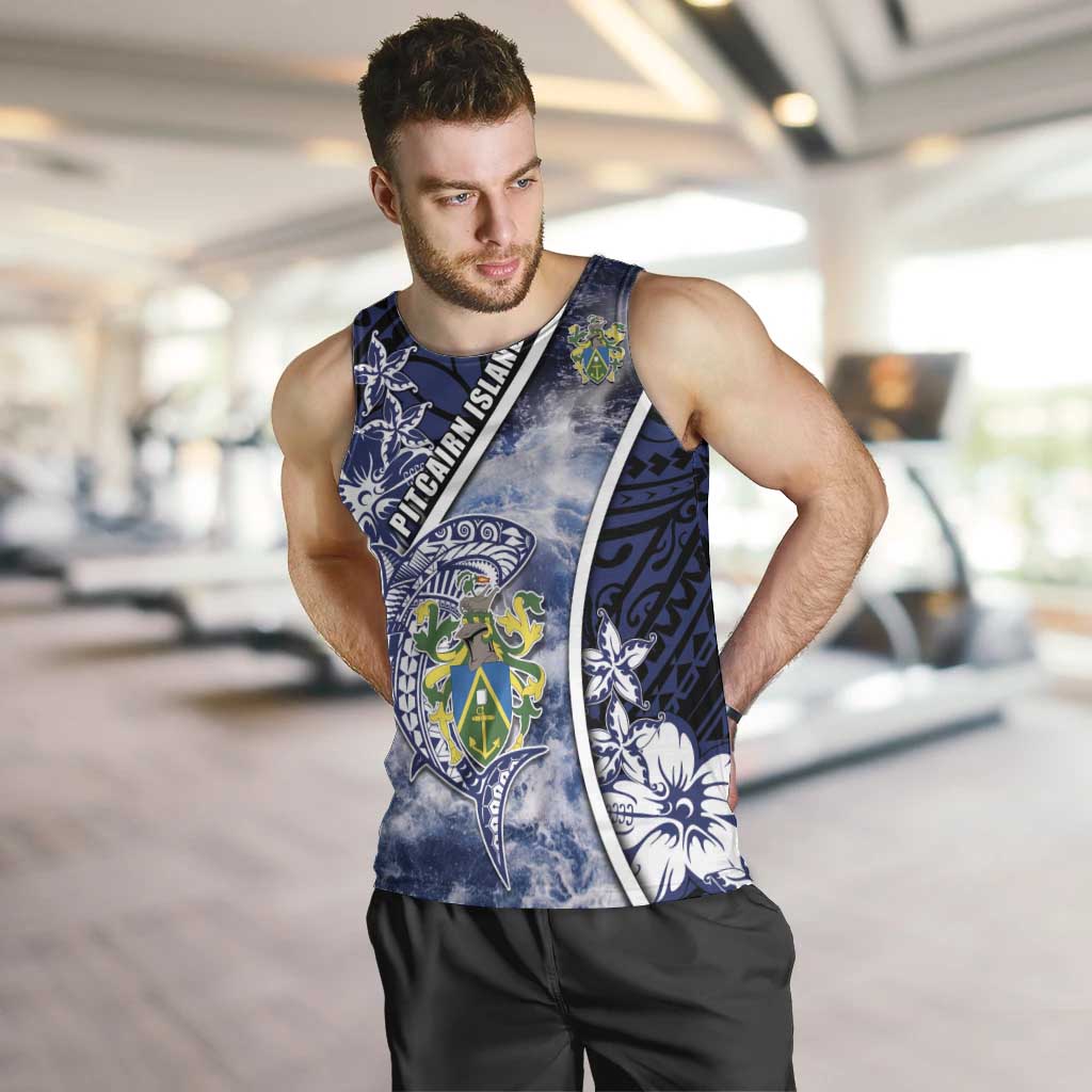 Personalised Pitcairn Islands Men Tank Top Coat Of Arms Waves Style