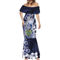 Personalised Pitcairn Islands Mermaid Dress Coat Of Arms Waves Style