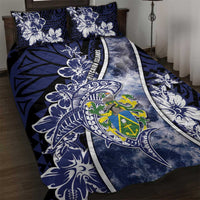 Pitcairn Islands Quilt Bed Set Coat Of Arms Waves Style