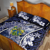 Pitcairn Islands Quilt Bed Set Coat Of Arms Waves Style