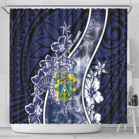 Pitcairn Islands Shower Curtain Coat Of Arms Waves Style