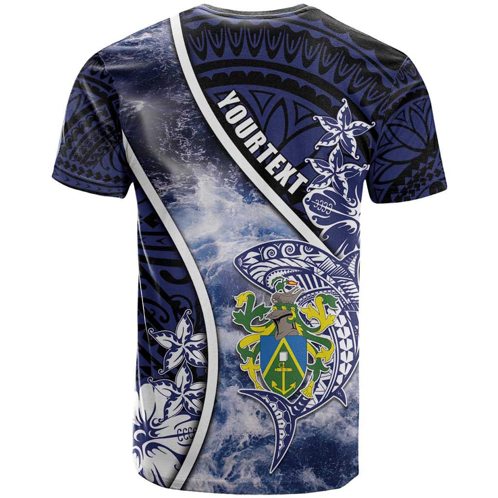 Personalised Pitcairn Islands T Shirt Coat Of Arms Waves Style