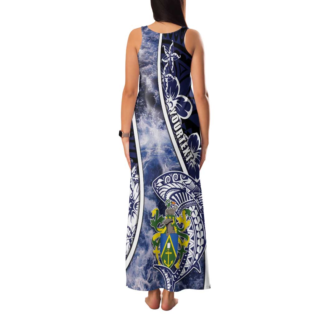 Personalised Pitcairn Islands Tank Maxi Dress Coat Of Arms Waves Style