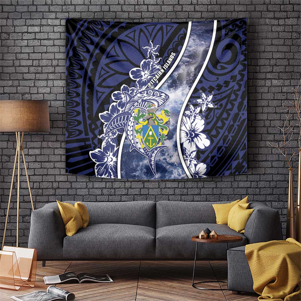 Pitcairn Islands Tapestry Coat Of Arms Waves Style