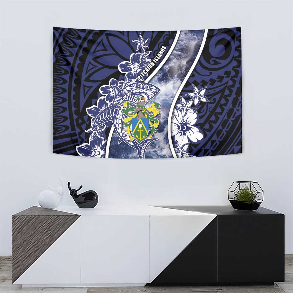 Pitcairn Islands Tapestry Coat Of Arms Waves Style