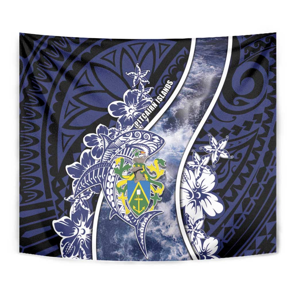 Pitcairn Islands Tapestry Coat Of Arms Waves Style