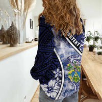 Personalised Pitcairn Islands Women Casual Shirt Coat Of Arms Waves Style