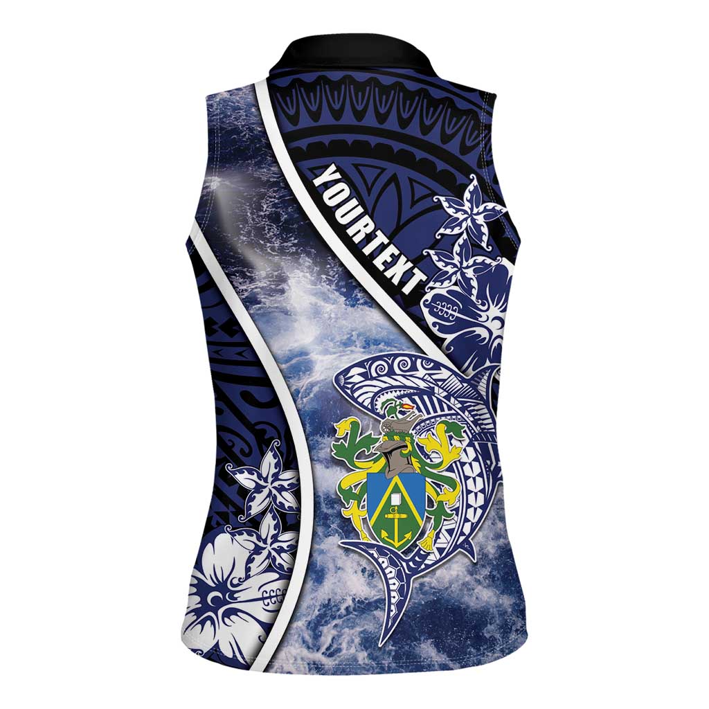 Personalised Pitcairn Islands Women Sleeveless Polo Shirt Coat Of Arms Waves Style DT05 - Polynesian Pride