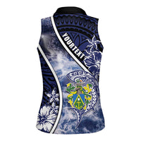 Personalised Pitcairn Islands Women Sleeveless Polo Shirt Coat Of Arms Waves Style DT05 - Polynesian Pride