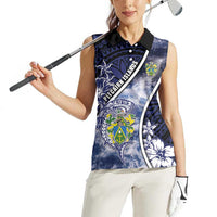 Personalised Pitcairn Islands Women Sleeveless Polo Shirt Coat Of Arms Waves Style DT05 - Polynesian Pride