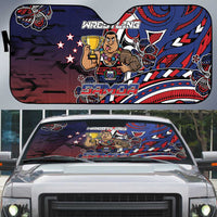 Samoa Wrestling Auto Sun Shade Polynesian Warrior Funny Style DT05 Navy - Polynesian Pride
