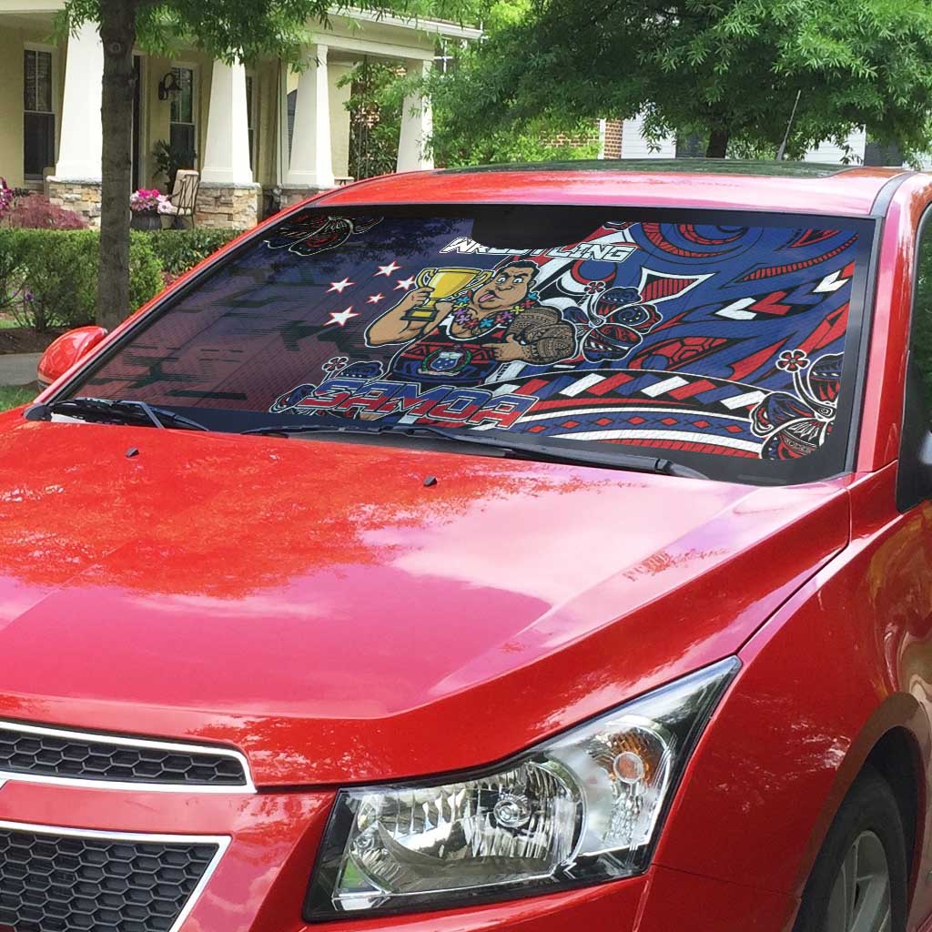 Samoa Wrestling Auto Sun Shade Polynesian Warrior Funny Style DT05 - Polynesian Pride