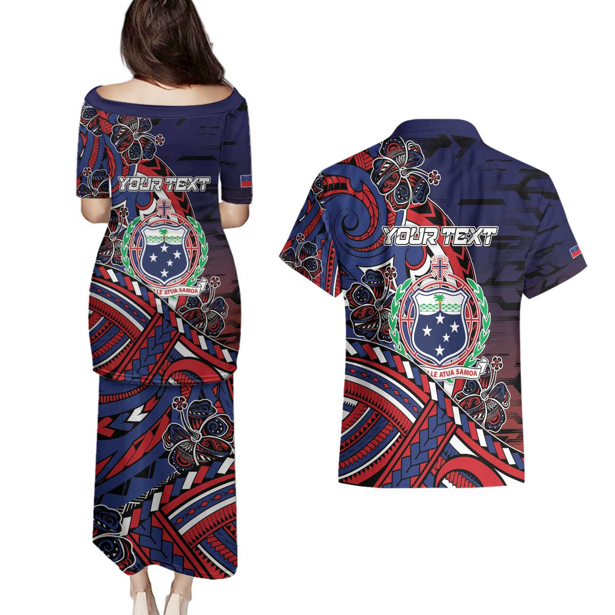 Personalised Samoa Wrestling Couples Matching Puletasi and Hawaiian Shirt Polynesian Warrior Funny Style DT05 - Polynesian Pride