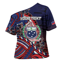 Personalised Samoa Wrestling Cross Shoulder Shirt Polynesian Warrior Funny Style - Polynesian Pride