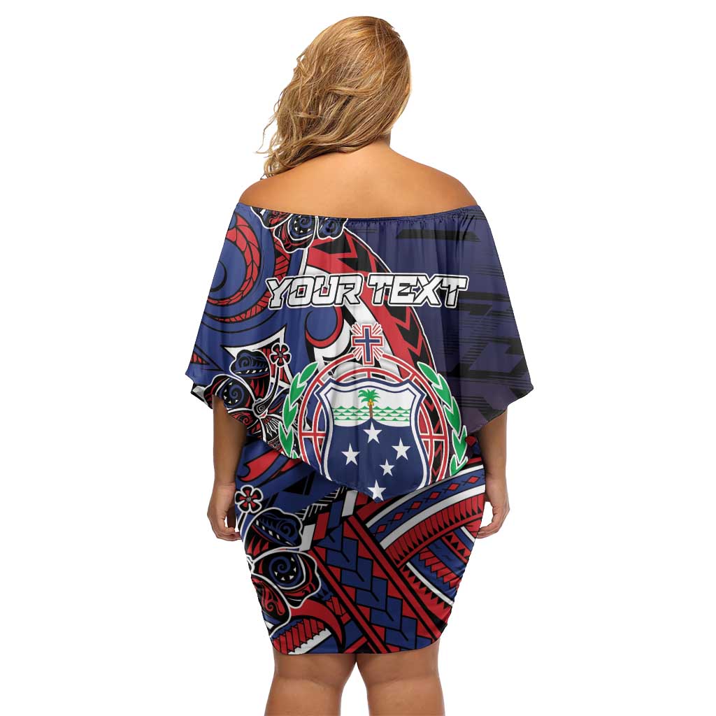 Personalised Samoa Wrestling Family Matching Off Shoulder Short Dress and Hawaiian Shirt Polynesian Warrior Funny Style DT05 - Polynesian Pride
