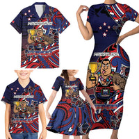 Personalised Samoa Wrestling Family Matching Short Sleeve Bodycon Dress and Hawaiian Shirt Polynesian Warrior Funny Style DT05 - Polynesian Pride