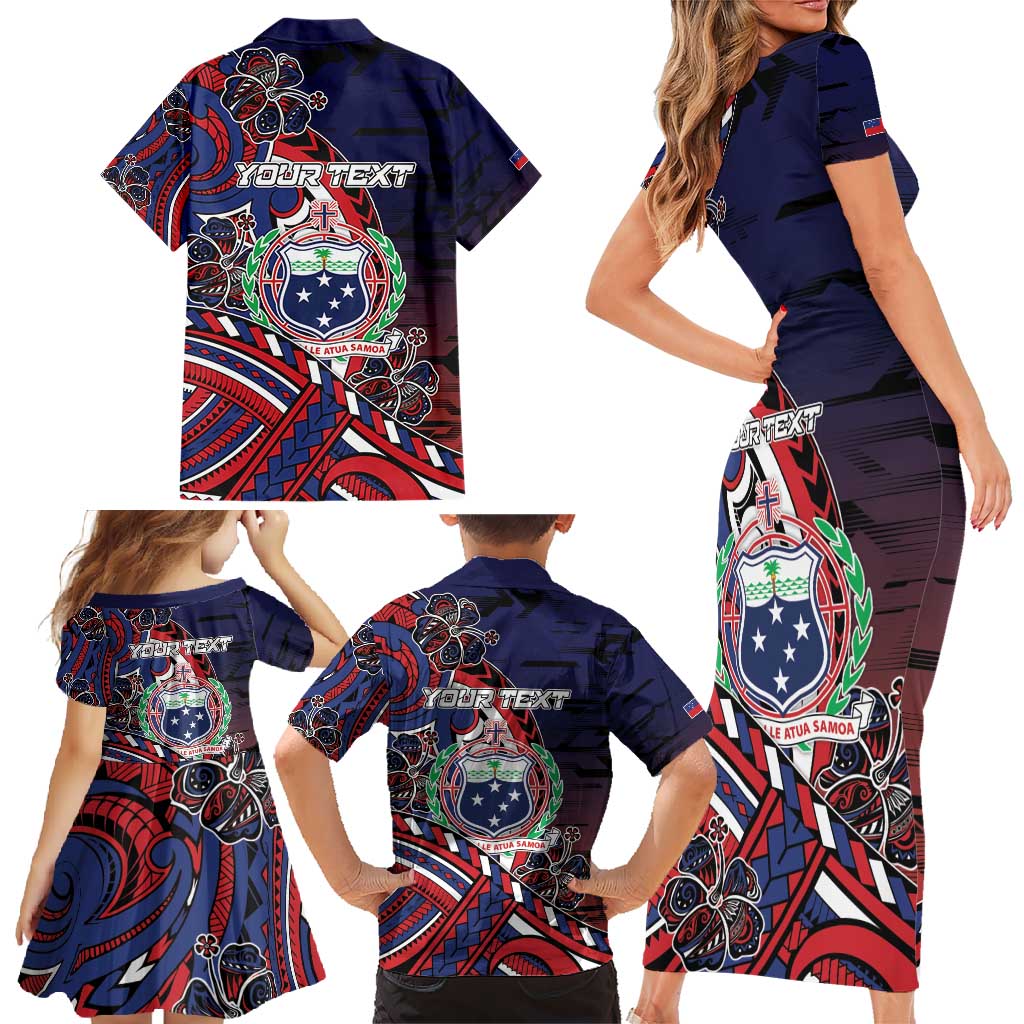 Personalised Samoa Wrestling Family Matching Short Sleeve Bodycon Dress and Hawaiian Shirt Polynesian Warrior Funny Style DT05 - Polynesian Pride