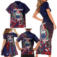 Personalised Samoa Wrestling Family Matching Short Sleeve Bodycon Dress and Hawaiian Shirt Polynesian Warrior Funny Style DT05 - Polynesian Pride