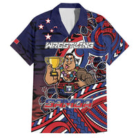 Personalised Samoa Wrestling Family Matching Tank Maxi Dress and Hawaiian Shirt Polynesian Warrior Funny Style DT05 Dad's Shirt - Short Sleeve Navy - Polynesian Pride