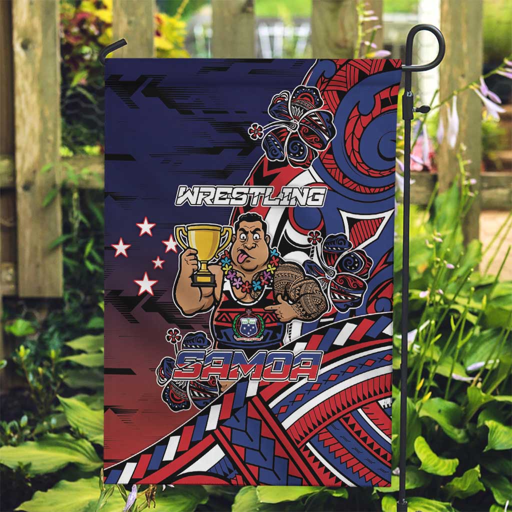 Samoa Wrestling Garden Flag Polynesian Warrior Funny Style DT05 Garden Flag Navy - Polynesian Pride