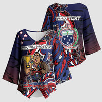 Personalised Samoa Wrestling Kimono Sleeve Blouse Polynesian Warrior Funny Style - Polynesian Pride
